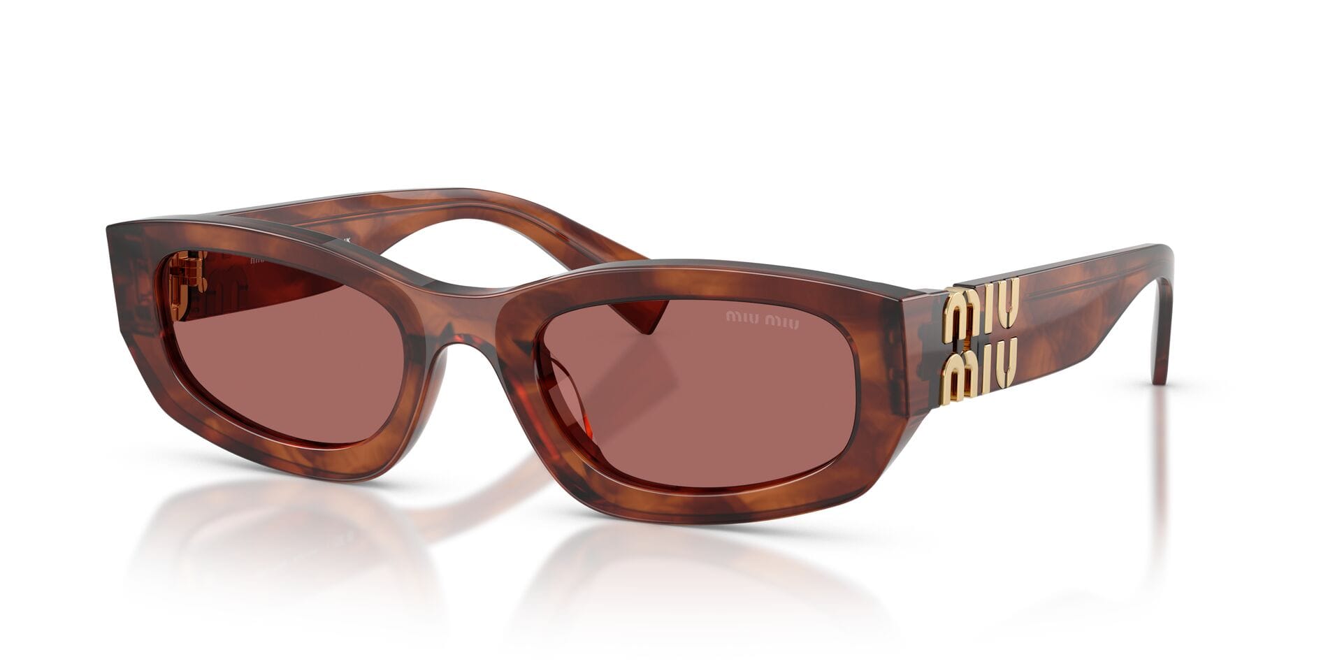 Miu Miu 0MUB04S Sunglass Brown Female Full Shell Sunglass — Brown frame — view 4
