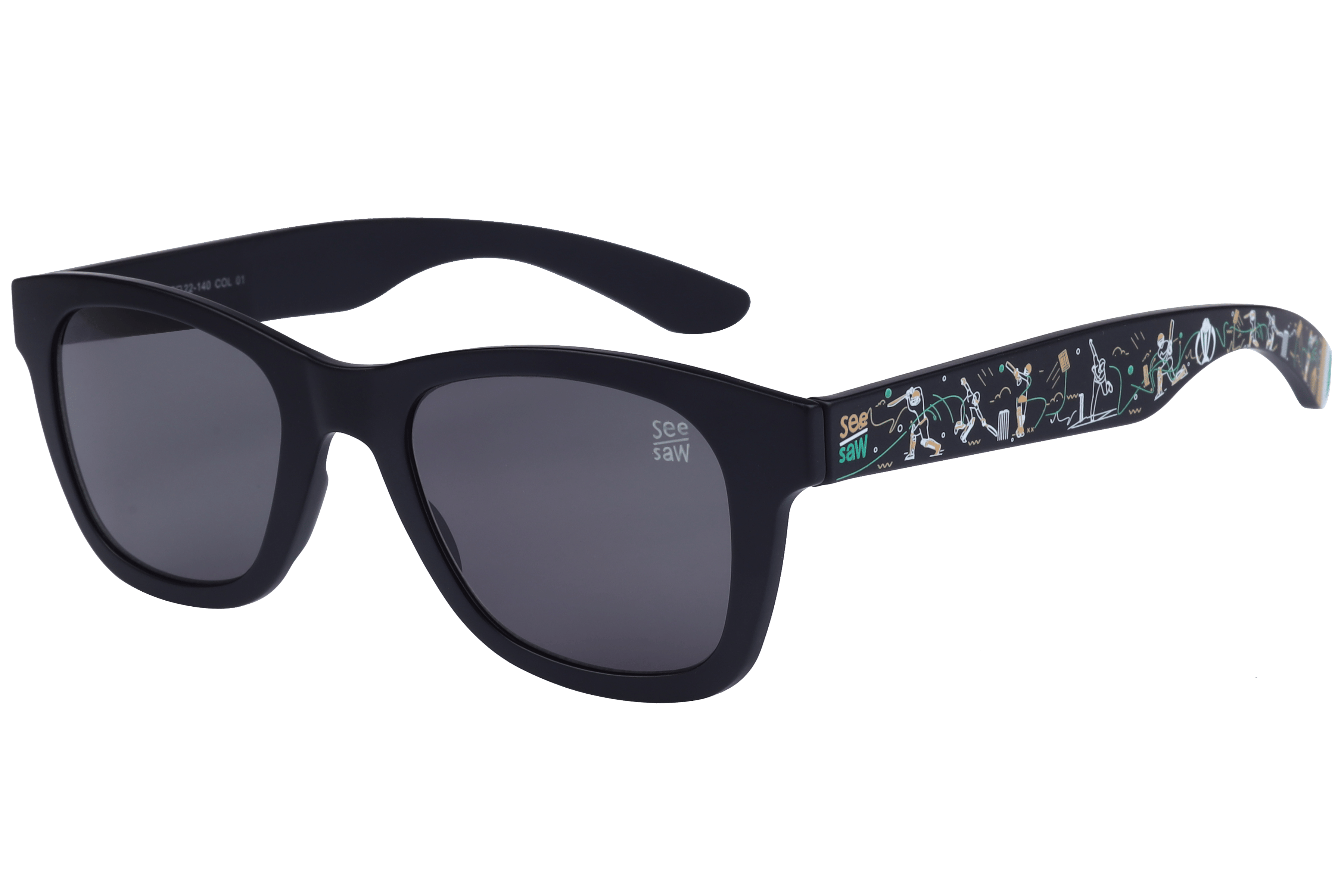 See Saw SS-1097 Sunglass Matt Black Kids Full Shell — Matt Black frame