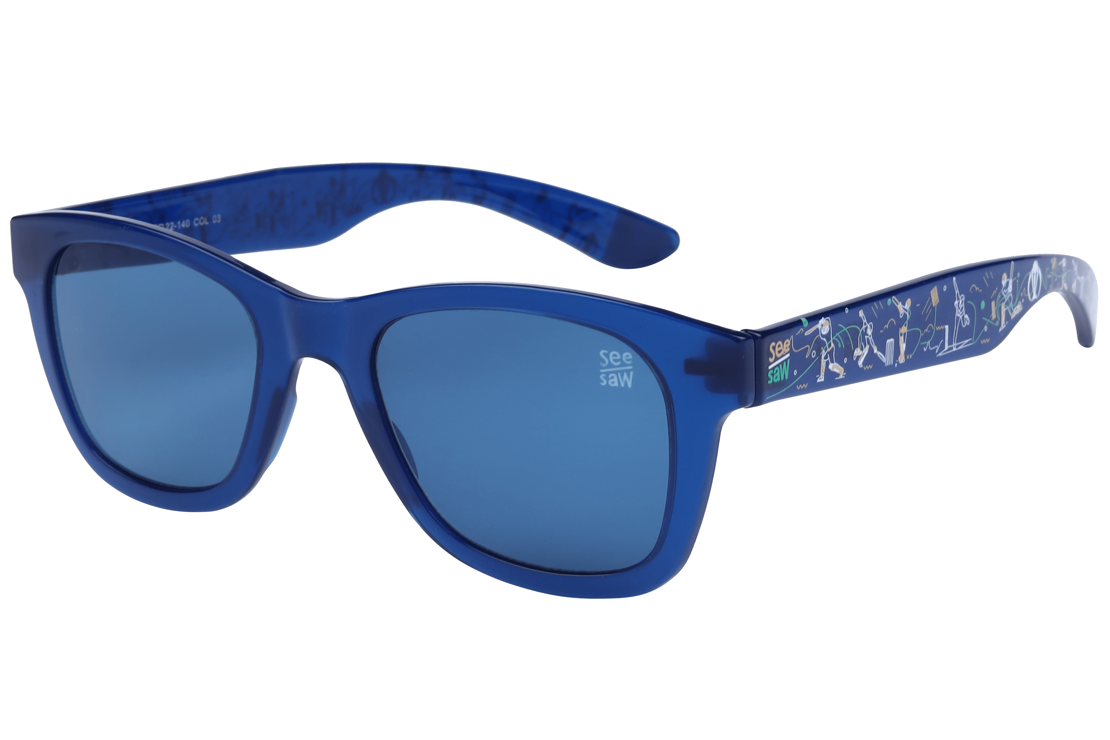 See Saw SS-1097 Sunglass Blue Kids Full Shell — Blue frame