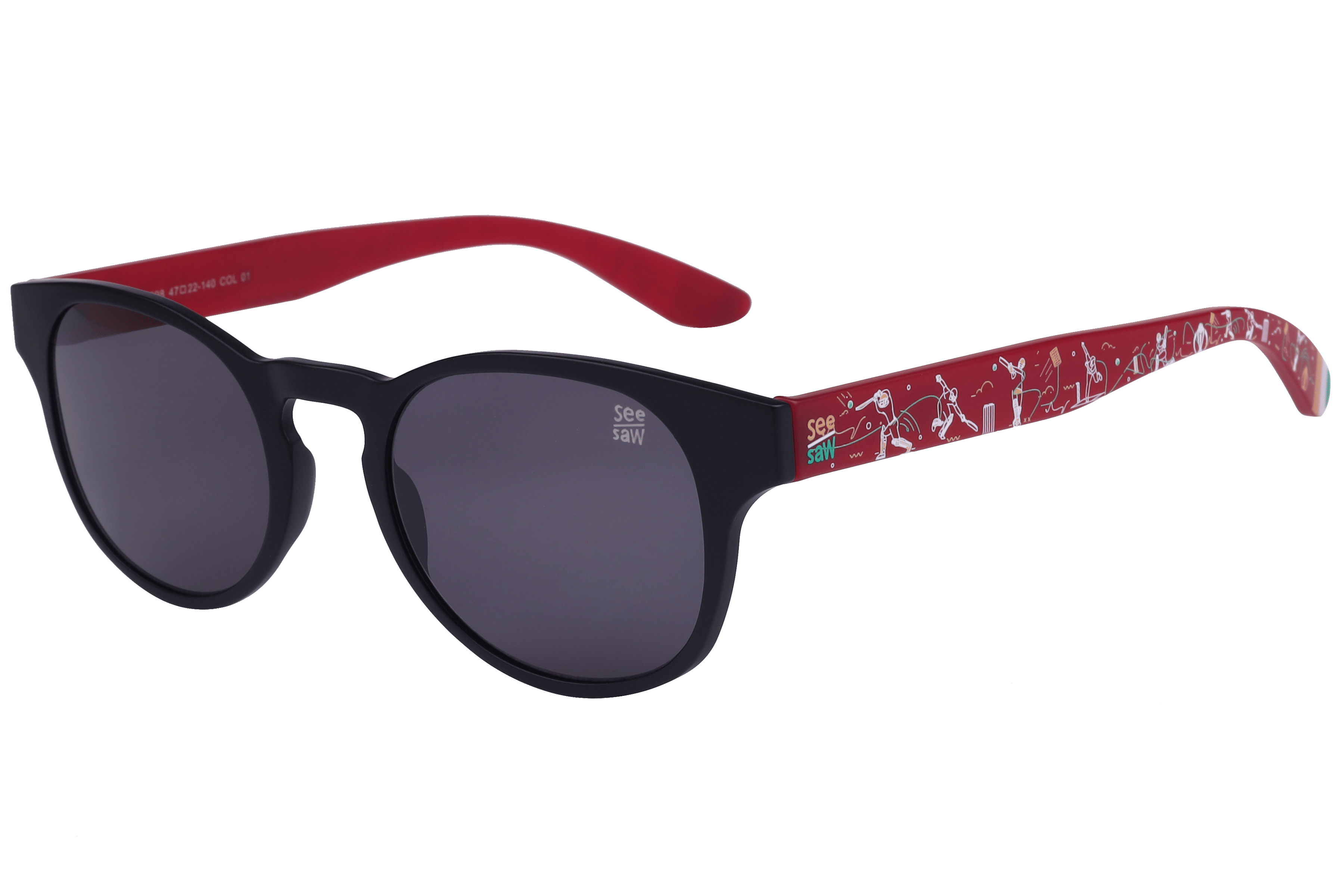 See Saw SS-1098 Sunglass Matt Black Kids Full Shell — Matt Black frame