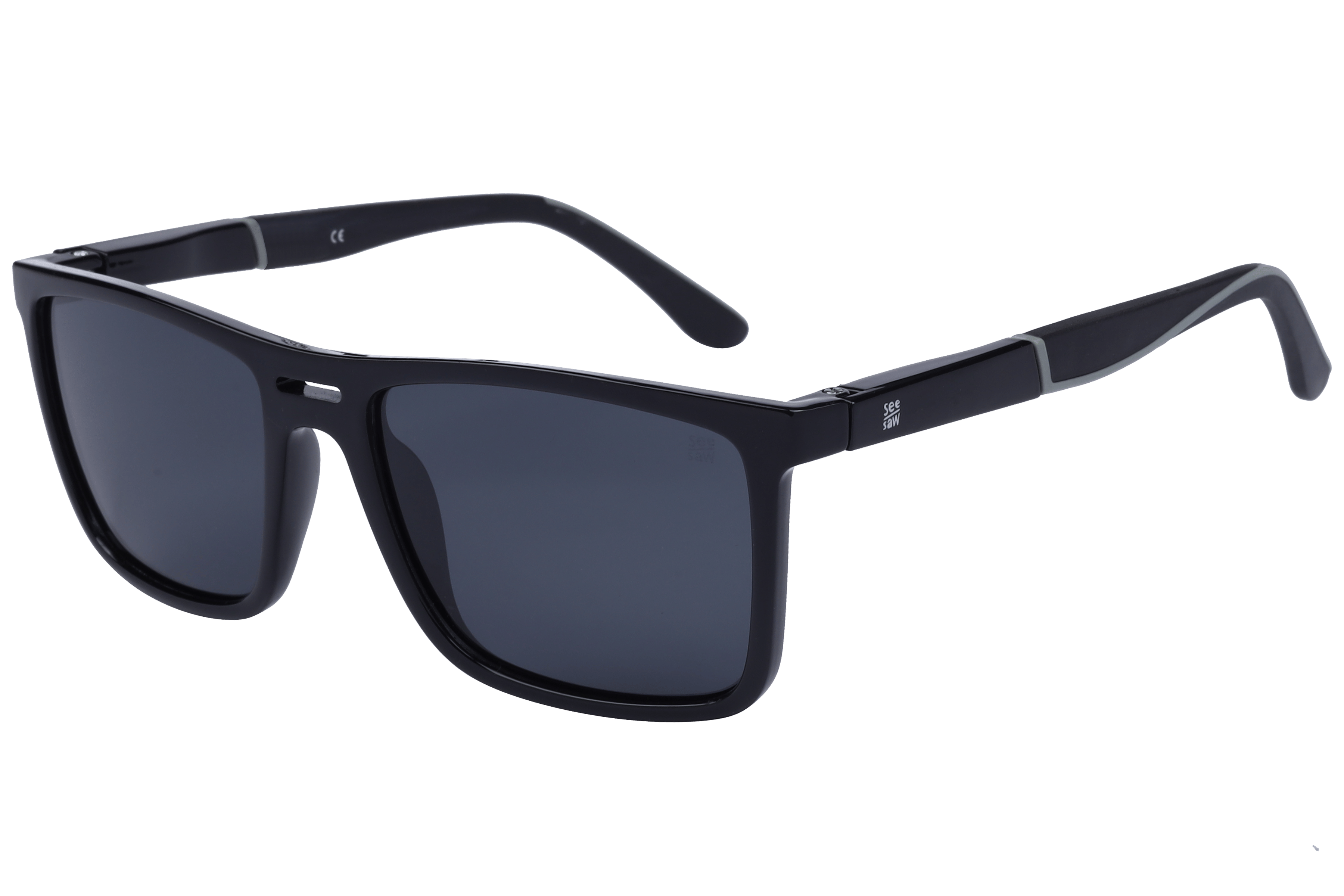 See Saw SS3504 Sunglass Black Kids Full Shell — Black frame